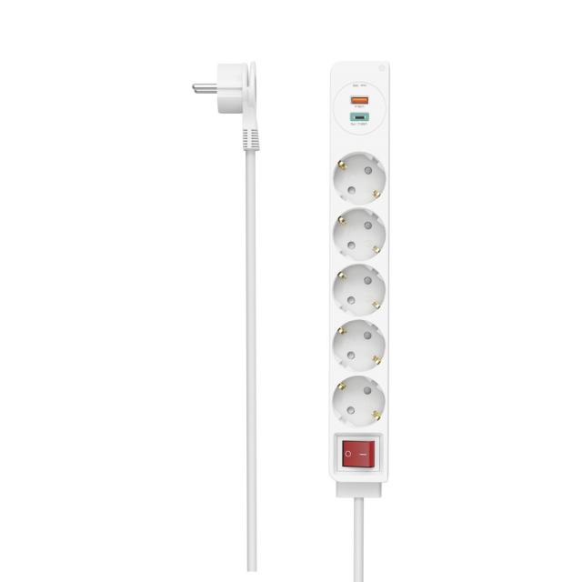 Контакт HAMA USB-C-USB-A 3.4A, 5 гнезда, 2x USB,PD-Quick charge, макс 18W, 1.4м, 3680Wна ниска цена с бърза доставка - BestPC.BG