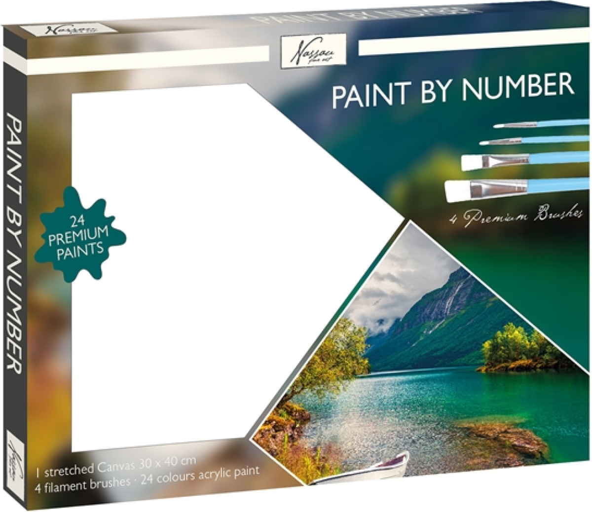 Nassau Комплект рисуване по номера Пейзаж, с 24 бои и 4 четкина ниска цена с бърза доставка - BestPC.BG