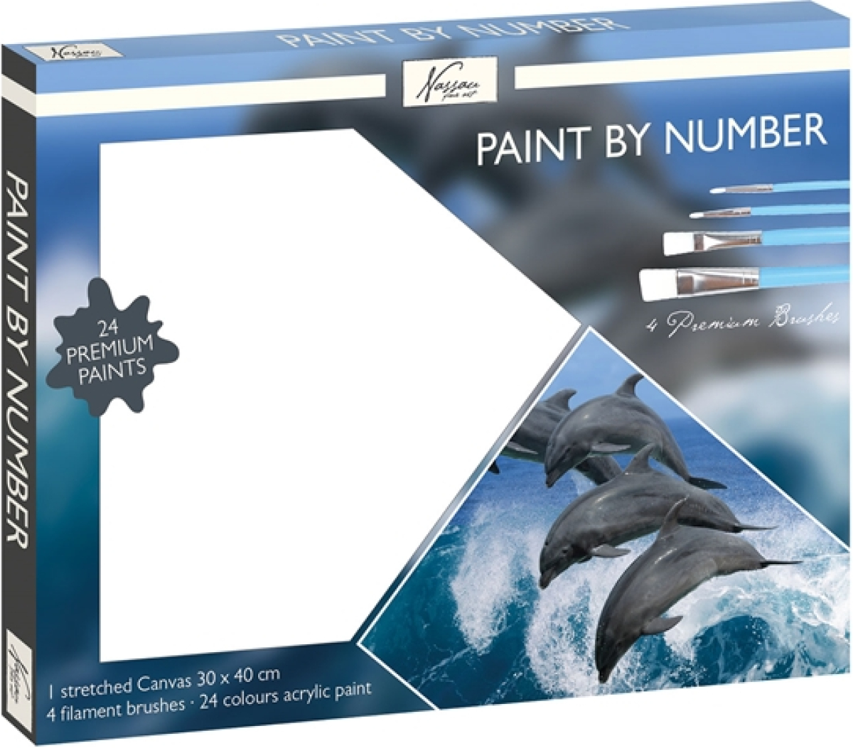 Nassau Комплект рисуване по номера Делфин, с 24 бои и 4 четкина ниска цена с бърза доставка - BestPC.BG