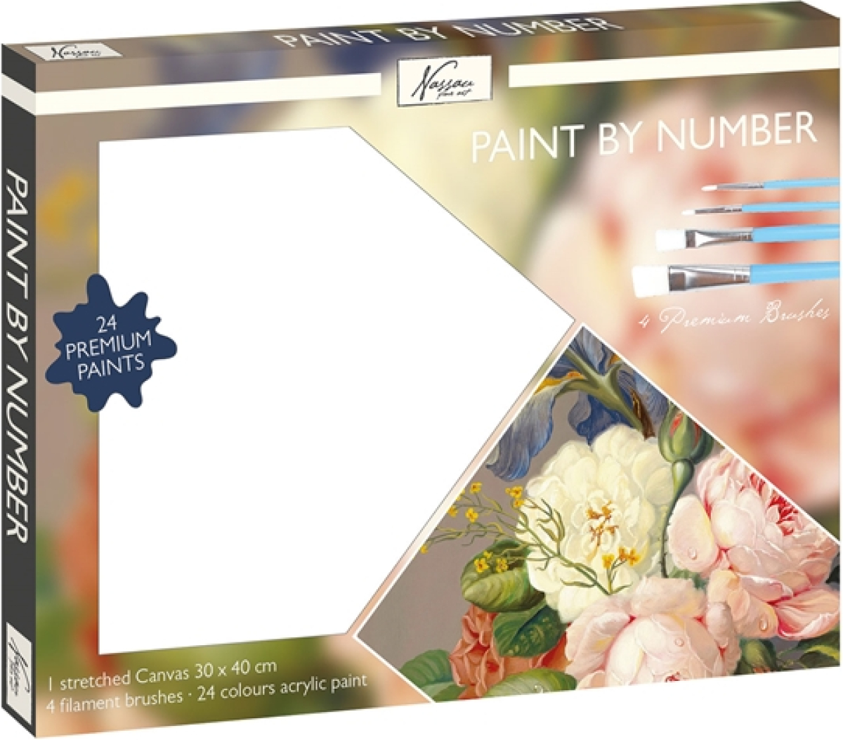 Nassau Комплект рисуване по номера Цвете, с 24 бои и 4 четкина ниска цена с бърза доставка - BestPC.BG