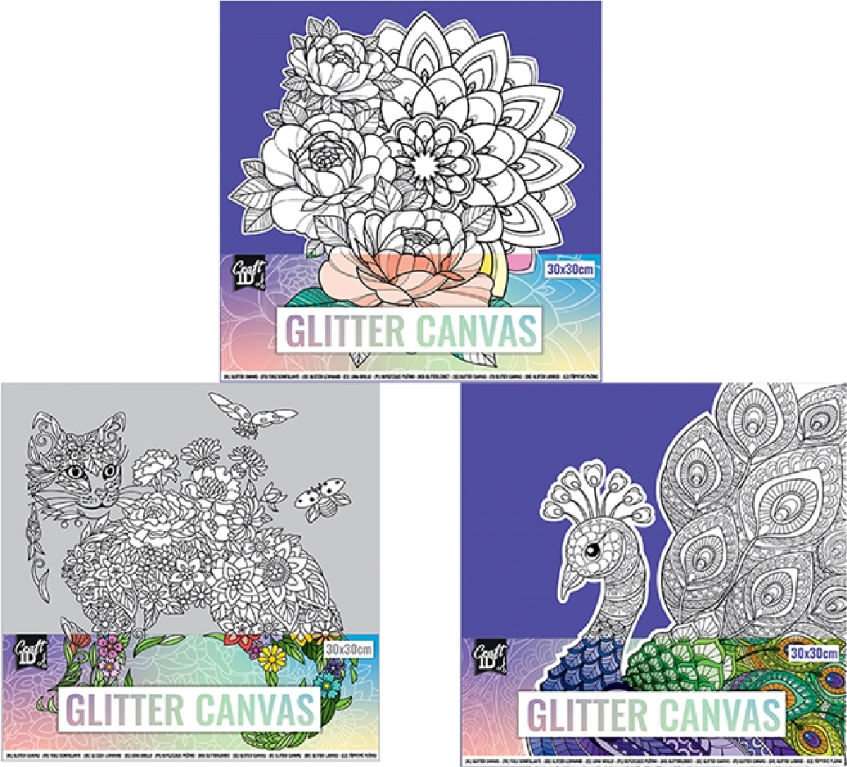 Craft ID Платно за оцветяване, покрито с брокат, асорти, 30 х 30 cm, 9 брояна ниска цена с бърза доставка - BestPC.BG