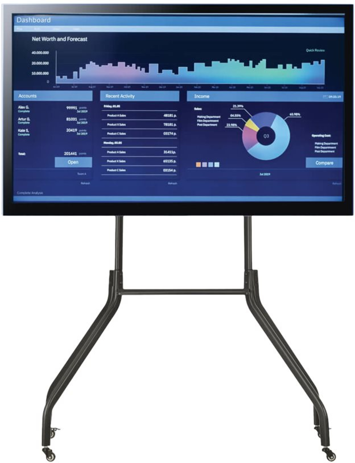 Стойка за телевизор Eaton Tripp Lite Rolling, 55" - 85", Свободно стояща, до 90 кг, Метална, Черен цвятна ниска цена с бърза доставка - BestPC.BG