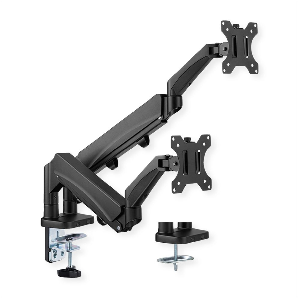 VALUE 17.99.1183 :: Пневматична стойка за два монитора, до 2 по 9 кг, за плотна ниска цена с бърза доставка - BestPC.BG