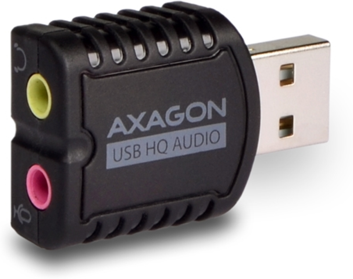 Аудио карта AXAGON ADA-17, USB 2.0, 93 dB, 1x 3.5 мм изход, 1x 3.5 мм вход, 24-bit, 96kHz, Черенна ниска цена с бърза доставка - BestPC.BG