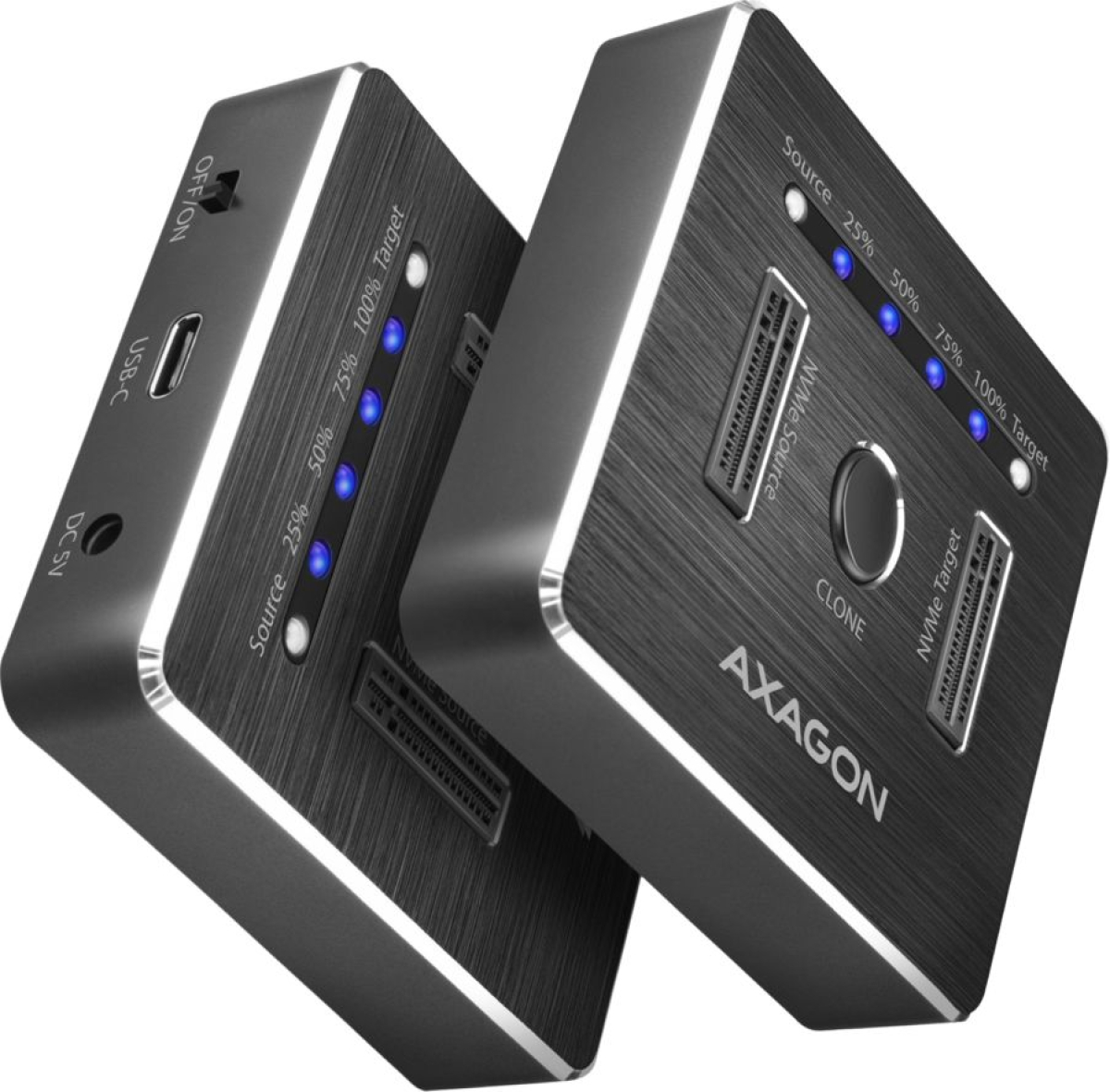 Докинг станция AXAGON ADSA-M2C, USB type C, Метален корпус, Plug and Play, LED индикатори, Черенна ниска цена с бърза доставка - BestPC.BG