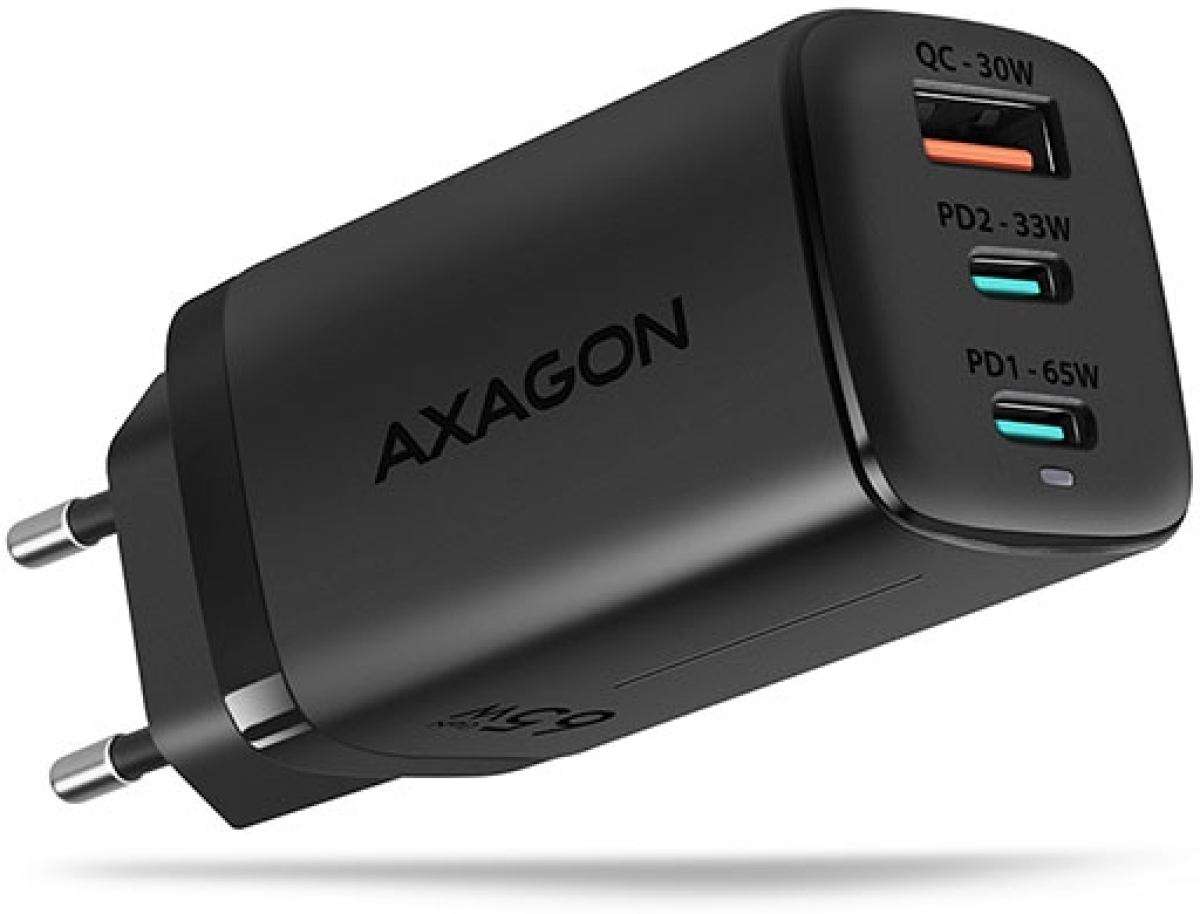 Кабел/адаптер USB-A-2xC Charger, 65W, PD3.0-QC4, AXAGON ACU-DPQ65на ниска цена с бърза доставка - BestPC.BG