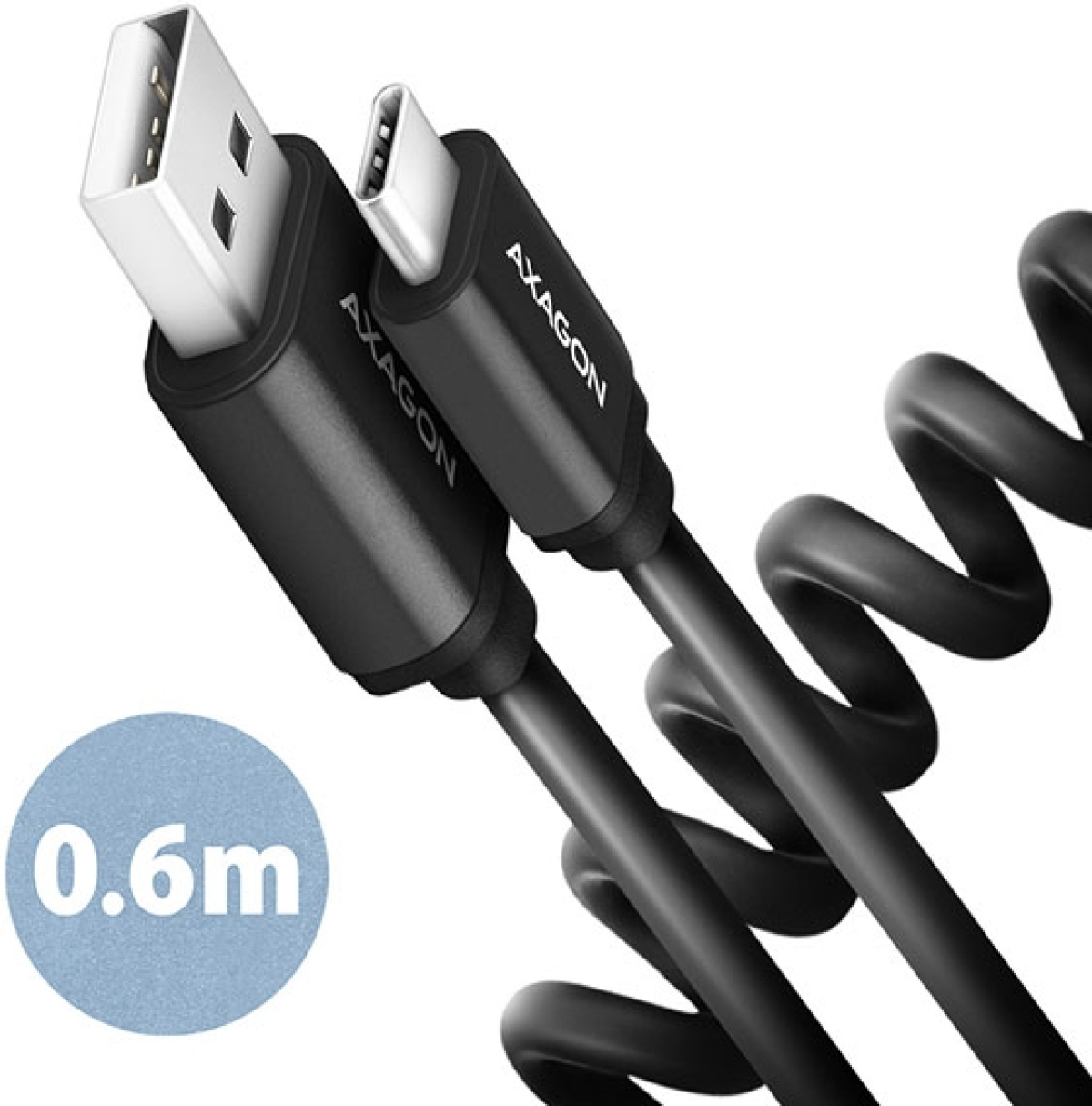 Кабел/адаптер Cable USB2 A-C M-M, 0.6m, 3A, AXAGON BUCM-AM10TBна ниска цена с бърза доставка - BestPC.BG