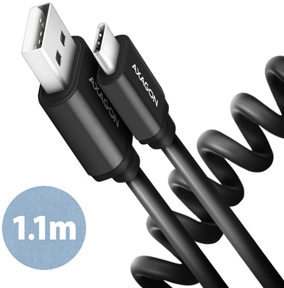 Кабел/адаптер Cable USB2 A-C M-M, 1.1m, 3A, AXAGON BUCM-AM20TBна ниска цена с бърза доставка - BestPC.BG