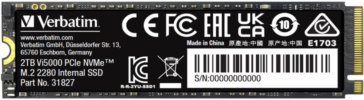 SSD Verbatim Vi5000, 2TB, 5000 MB/s, PCI Express 4.0, M.2 2280на ниска цена с бърза доставка - BestPC.BG