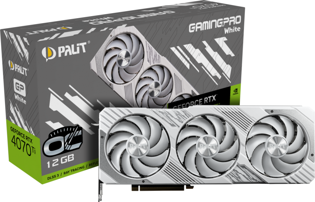 Видеокарта Palit GeForce RTX 4070Ti GamingPro White OC, 16GB GDDR6X, 1x HDMI 2.1a, 3x DPна ниска цена с бърза доставка - BestPC.BG