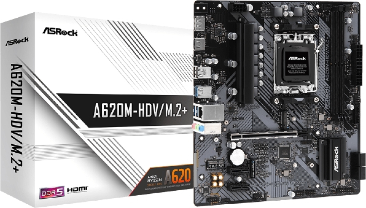 Дънна платка Asrock A620M-HDV-M.2+, AMD A620, DDR5, АМ5, HDMI, Micro ATXна ниска цена с бърза доставка - BestPC.BG
