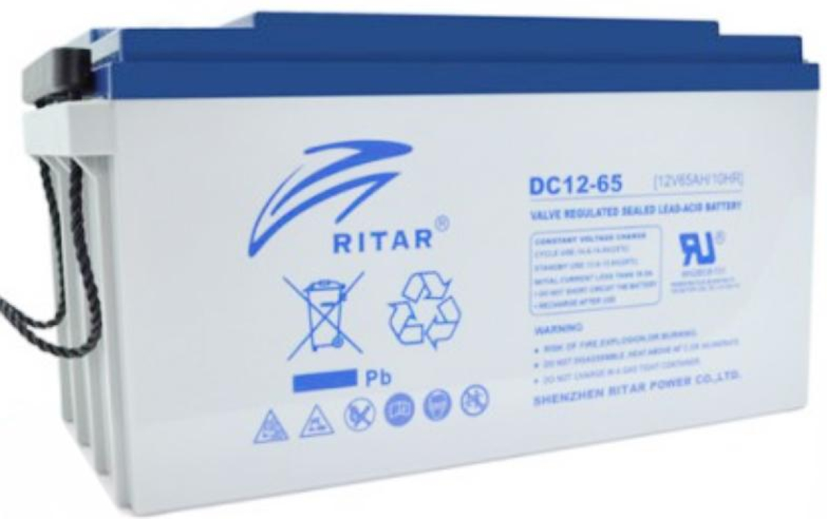Оловна AGM Deep cycle батерия RITAR (DC12-65), 12V, 65Ah, 350 х 167 х 182 мм.на ниска цена с бърза доставка - BestPC.BG
