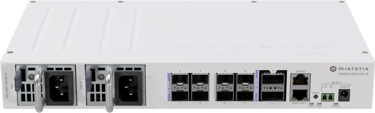 Комутатор/Суич Mikrotik CRS510-8XS-2XQ-IN, 8x 25G SFP28, 2x 100G QSFP28, 802.3bt, 98DX4310на ниска цена с бърза доставка - BestPC.BG