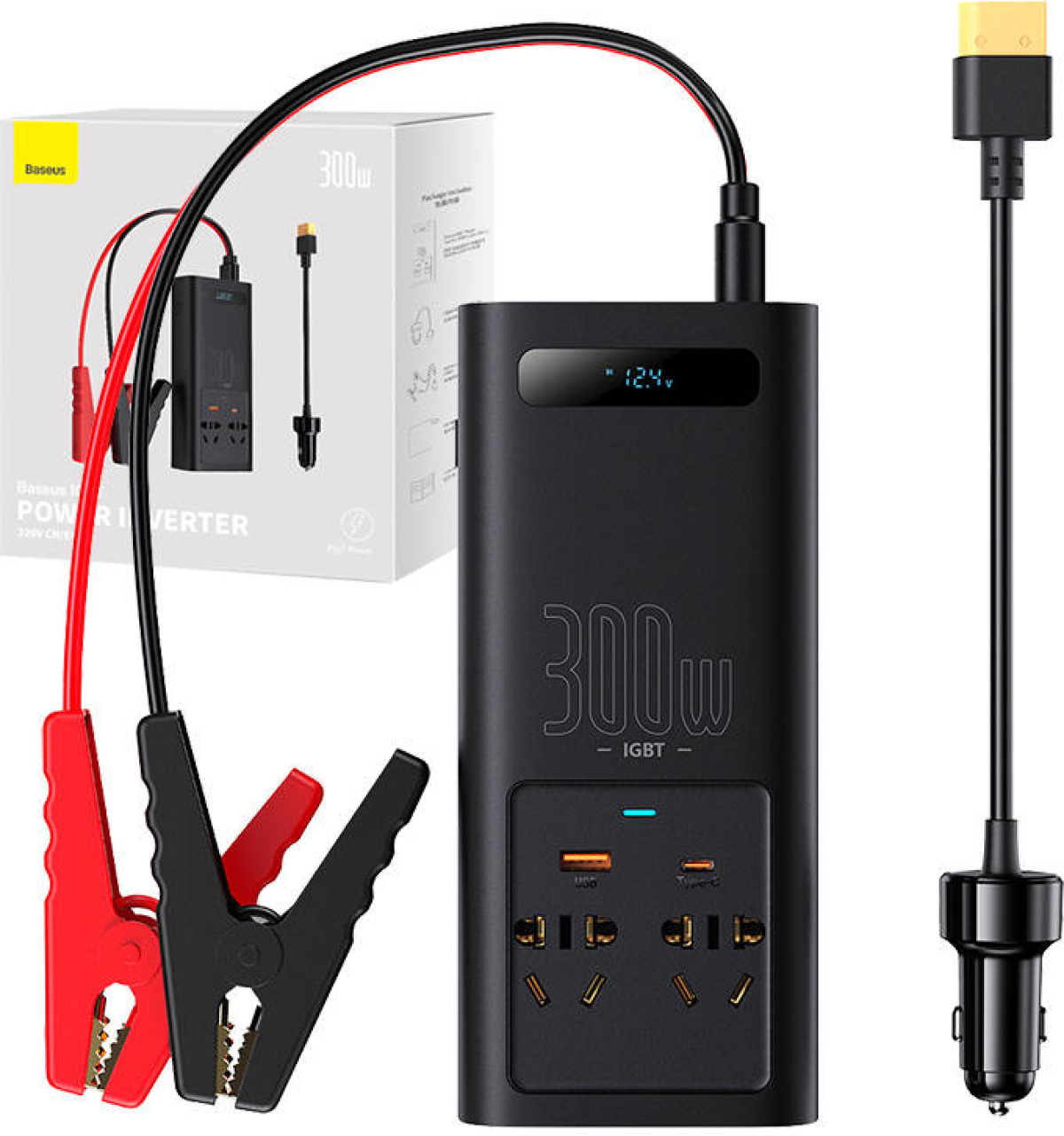 Baseus захранващ инвертор 300W 220V (CN - EU Plug) CGNB010101 - черенна ниска цена с бърза доставка - BestPC.BG