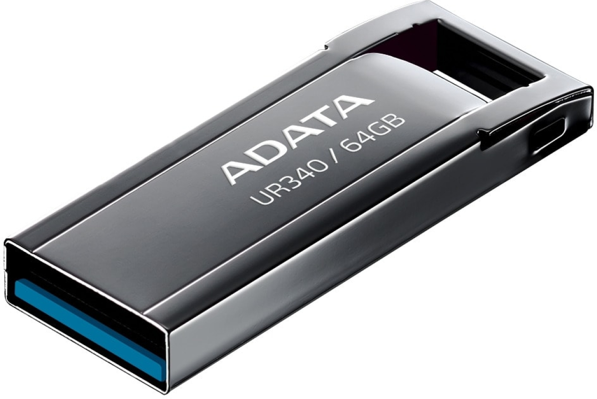 ADATA UR340, 64 GB, 100 MB/s, USB 3.2, Метален корпус, Черенна ниска цена с бърза доставка - BestPC.BG