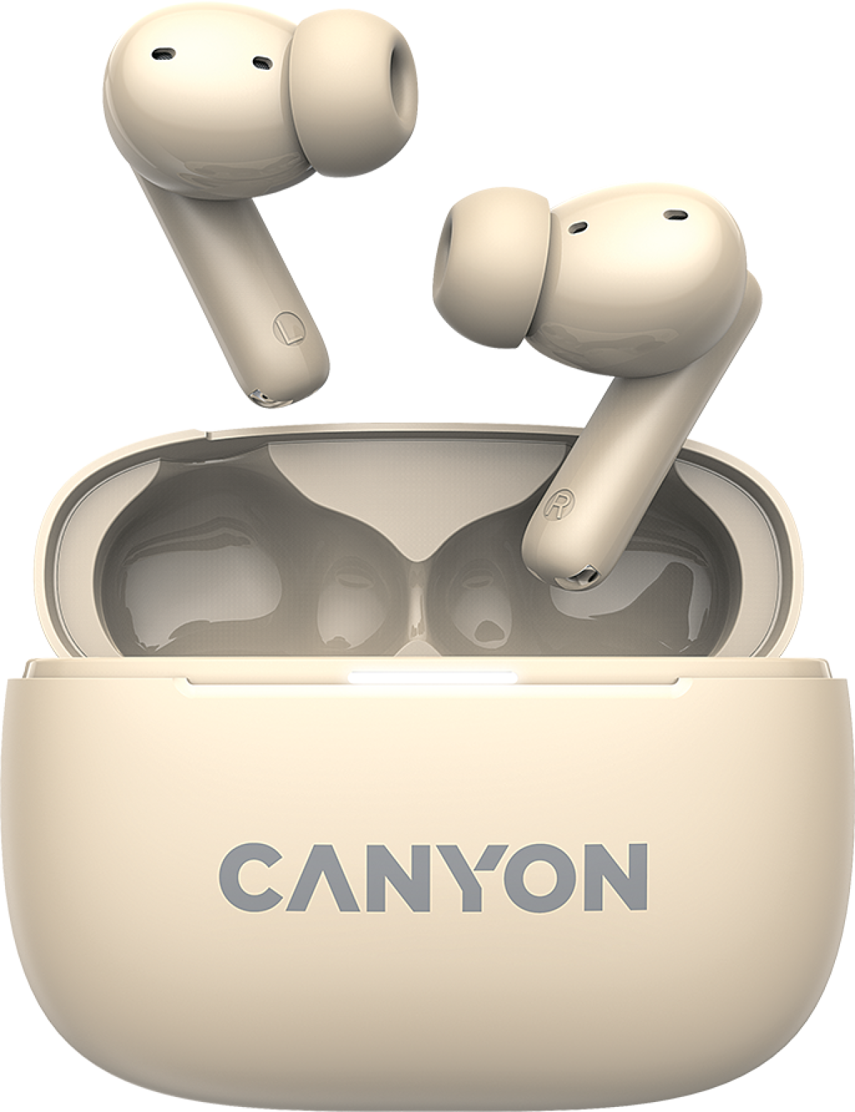 Слушалки Canyon OnGo 10 ANC TW, Микрофон, In-Ear, Bluetooth 5.3, USB-C, Бежовна ниска цена с бърза доставка - BestPC.BG