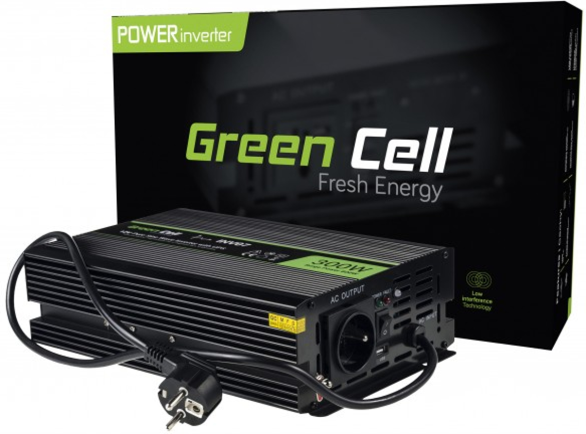 Инвертор GREEN CELL, 12-220V, DC-AC, 300-600W, 50Hz, Чиста синусоидана ниска цена с бърза доставка - BestPC.BG