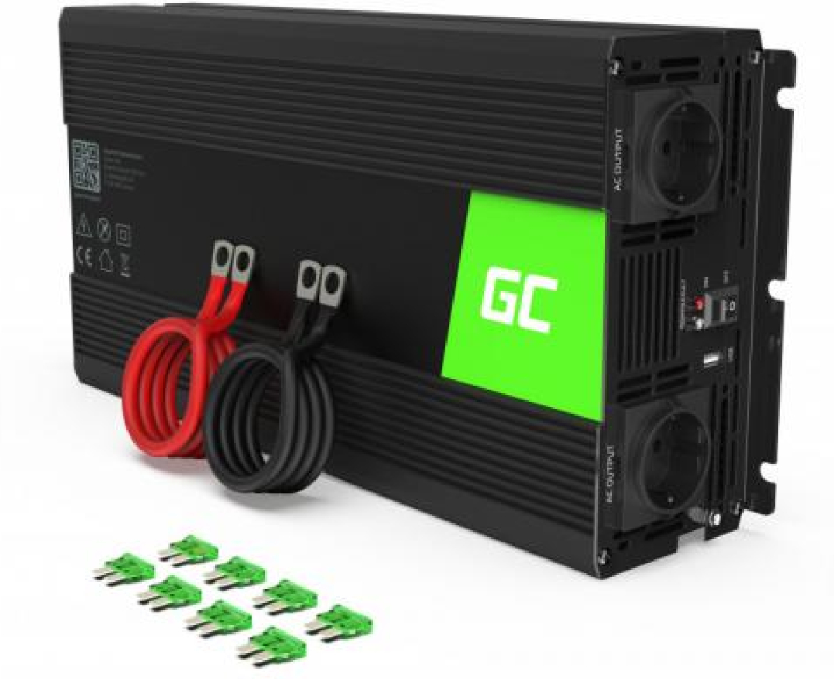 Инвертор GREEN CELL, 12-220V, DC-AC, 1500W-3000W, Модифицирана синусоидана ниска цена с бърза доставка - BestPC.BG