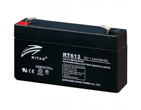 Оловна батерия RITAR, (RT612) AGM, 6V, 12Ah, 150 -50 -93 mm, Терминал1 на ниска цена с бърза доставка - BestPC.BG