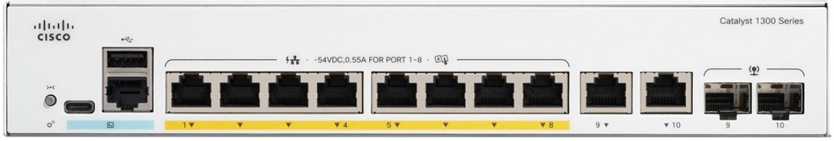 CISCO Catalyst 1300 8-port GE PoE Ext PS 2x1G Comboна ниска цена с бърза доставка - BestPC.BG