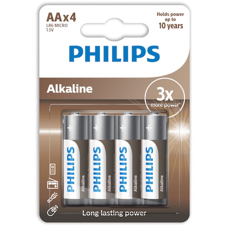 Батерия PHILIPS Alkaline AA 4-PACKна ниска цена с бърза доставка - BestPC.BG