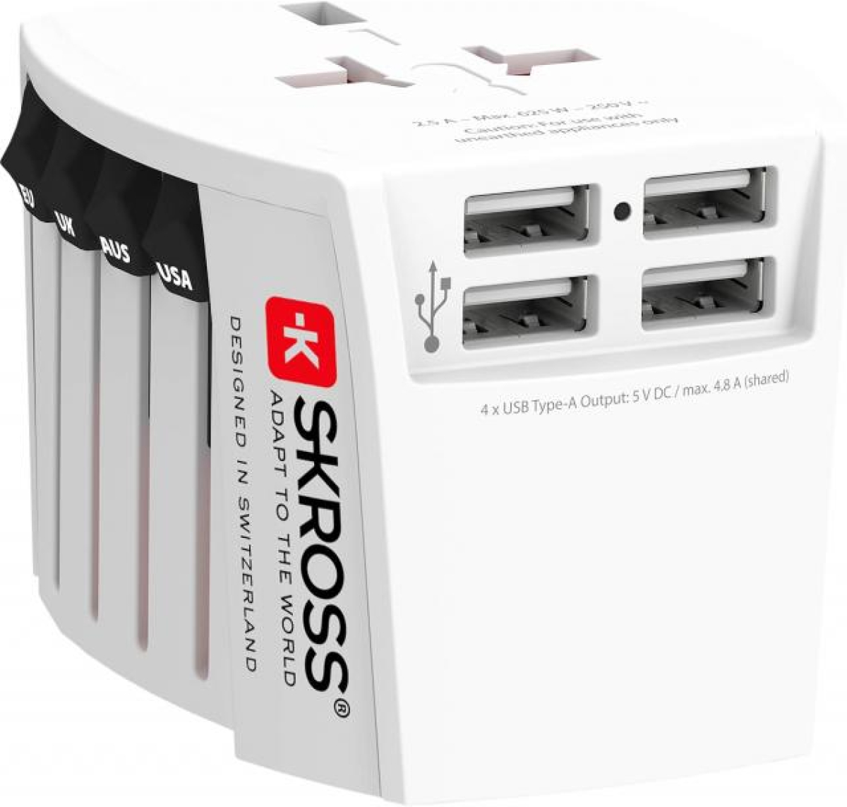 Принадлежност за смартфон Адаптер SKROSS PRO MUV 4 x USB-A, 1.302961, World, Бялна ниска цена с бърза доставка - BestPC.BG