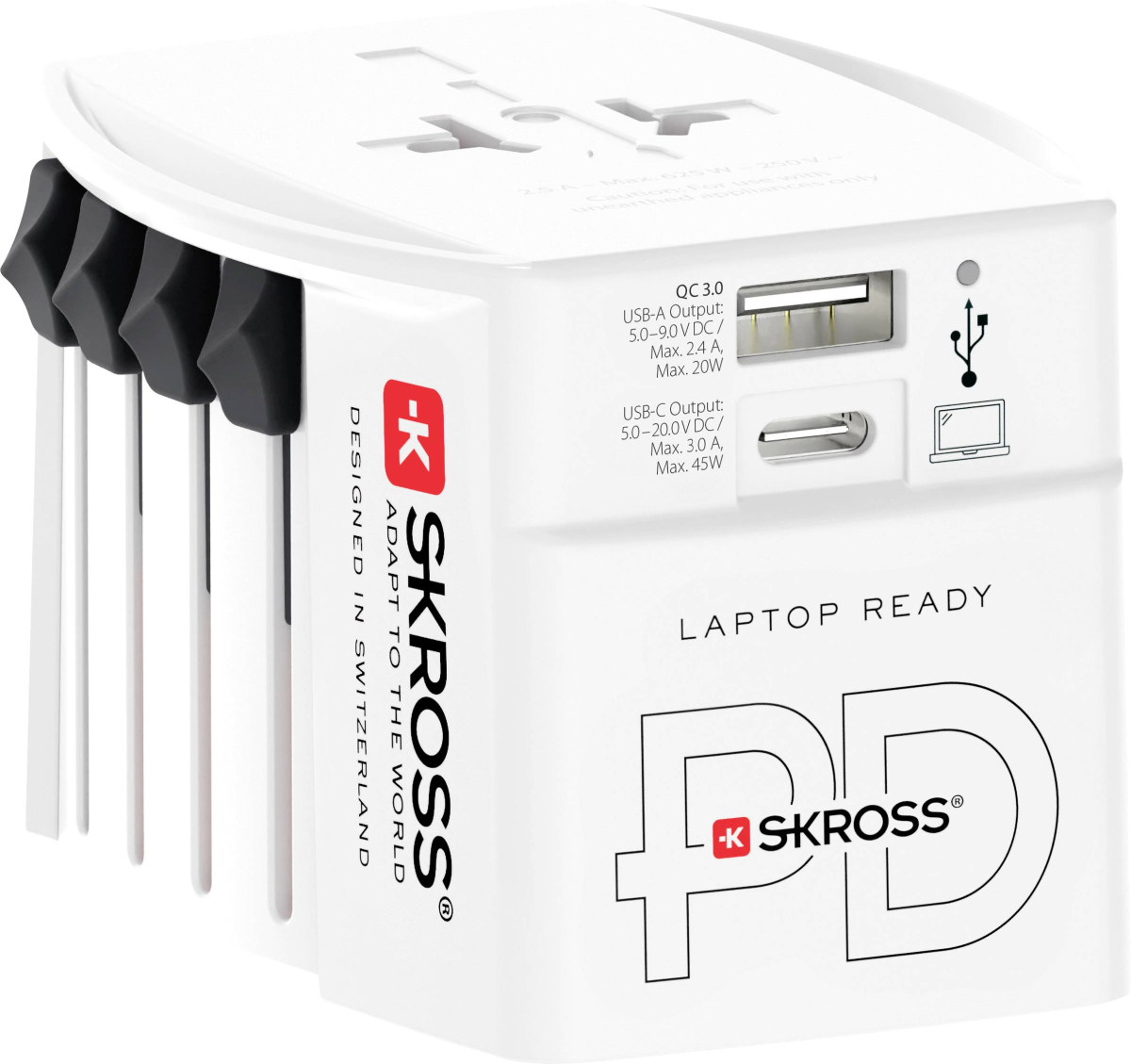 Продукт Адаптер SKROSS AC45PD, USB-A, USB-C, 1.302975, World, Бялна ниска цена с бърза доставка - BestPC.BG