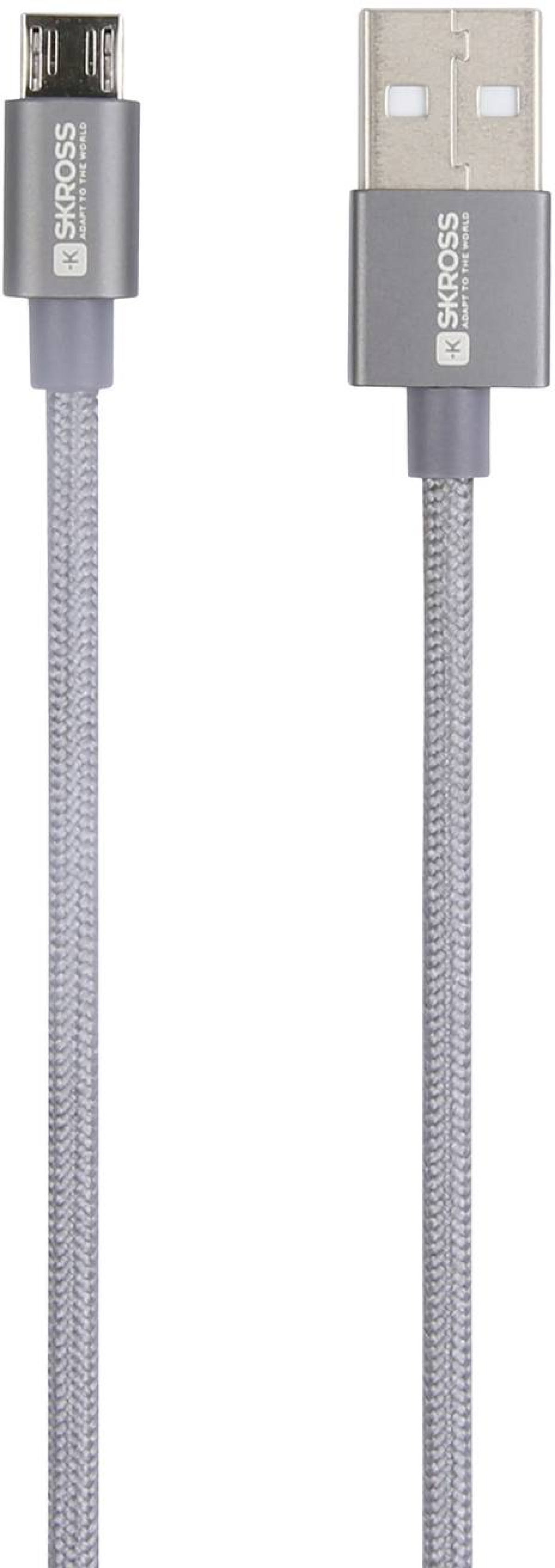 Кабел Skross, USB-A - microUSB, Метална оплетка, 1.20 м, Сивна ниска цена с бърза доставка - BestPC.BG