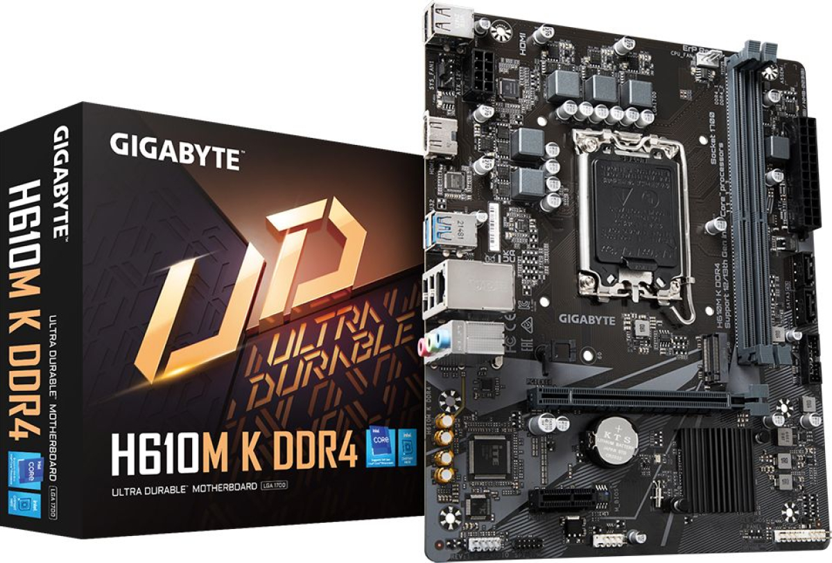 Дънна платка Gigabyte H610M-K, LGA1700, 2x DDR4, 2x SATA 6.0 Gb/s, Micro ATXна ниска цена с бърза доставка - BestPC.BG