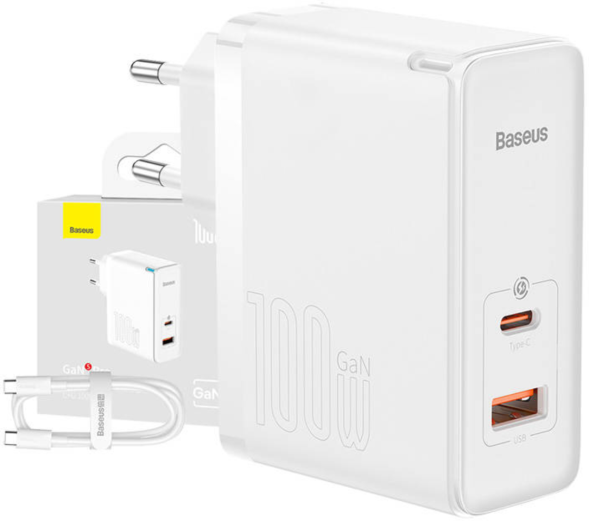 Принадлежност за смартфон Универсално зарядно BaseusGaN5 Pro USB Type C - USB 100W PD3.0, QC4.0+на ниска цена с бърза доставка - BestPC.BG