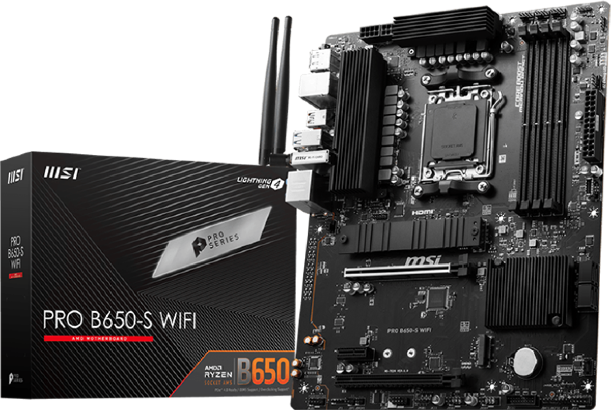Дънна платка MSI PRO B650-S WIFI, ATX, AM5, 4х DDR5 7200MHz, 802.11 ах, Bluetoothна ниска цена с бърза доставка - BestPC.BG
