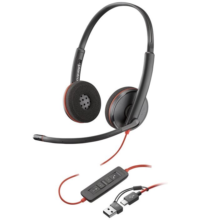 Слушалки НР Poly Blackwire 3220, On-Ear, USB Type-C, Микрофон, 32 Ω, 1.6м кабел, Черенна ниска цена с бърза доставка - BestPC.BG