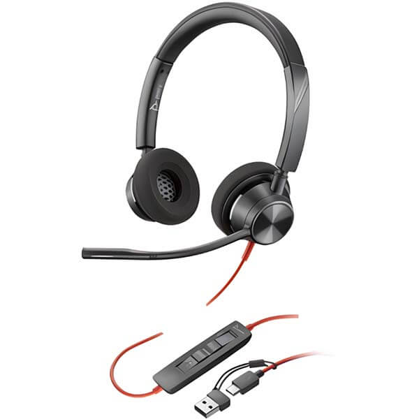Слушалки HP Poly Blackwire 3320 Stereo USB-C Headset +USB-C-A Adapter, Чернина ниска цена с бърза доставка - BestPC.BG