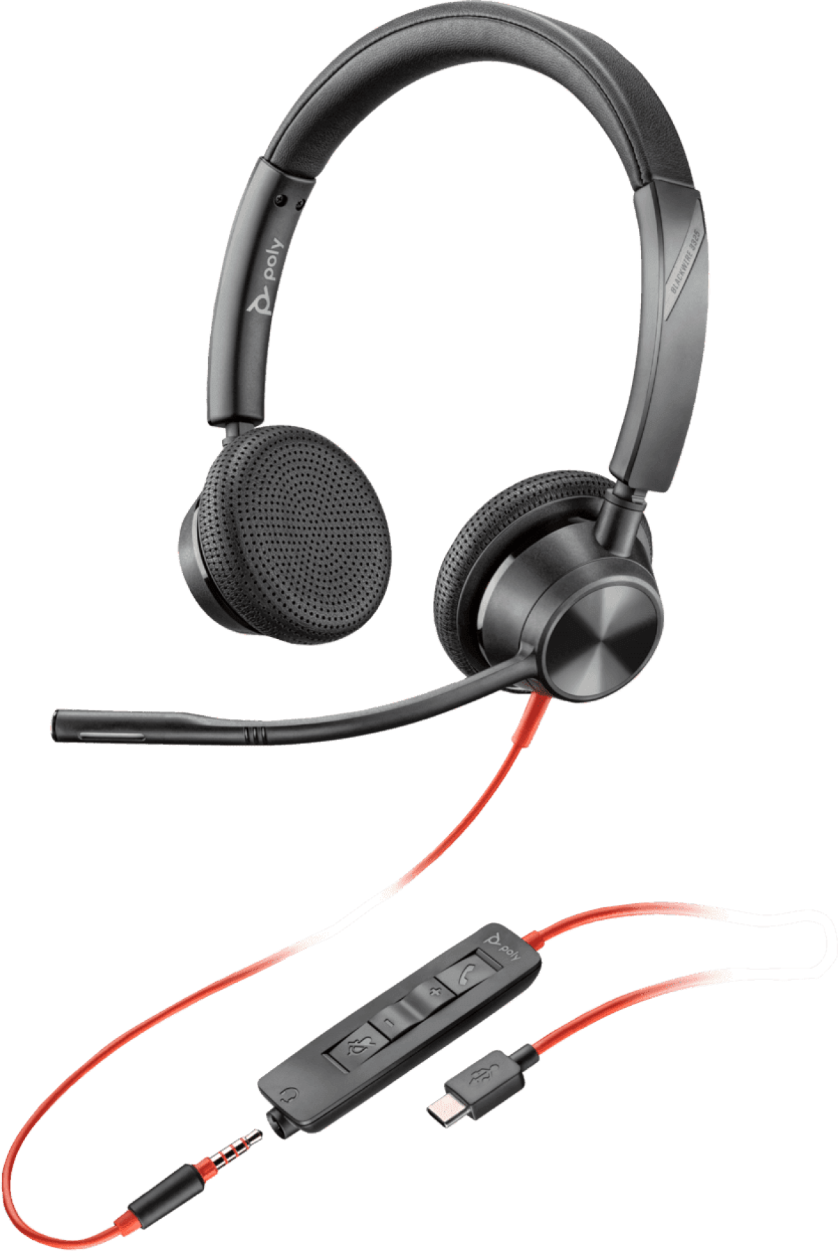 Слушалки HP Poly Blackwire 3325 Stereo USB-C Headset +3.5mm Plug +USB-C-A Adapter, Чернина ниска цена с бърза доставка - BestPC.BG