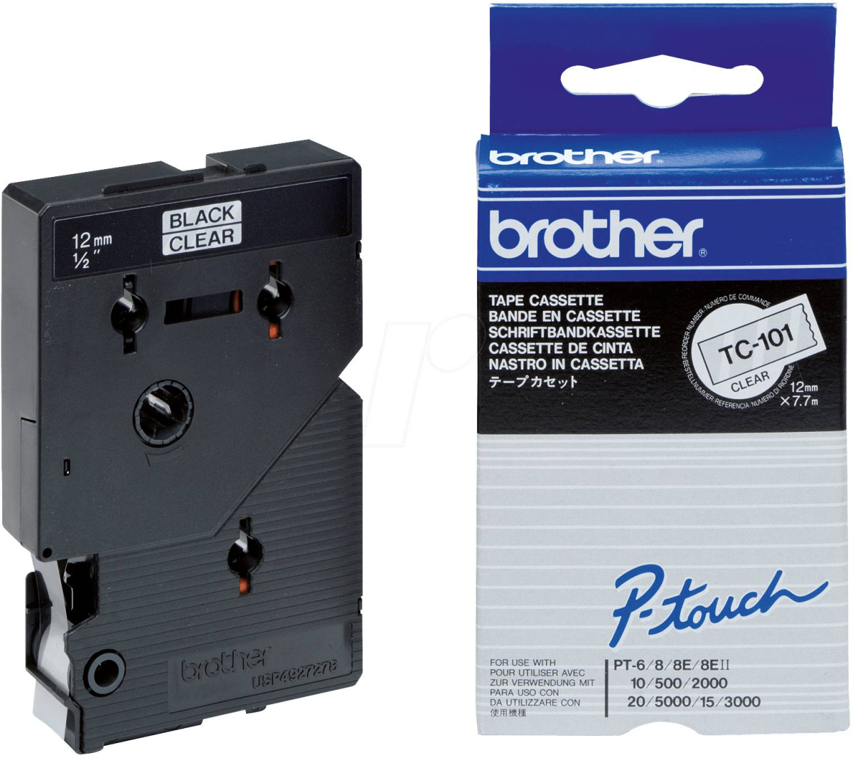 Касета за етикетен принтер BROTHER P-Touch TC-101 black on clear 12mmна ниска цена с бърза доставка - BestPC.BG