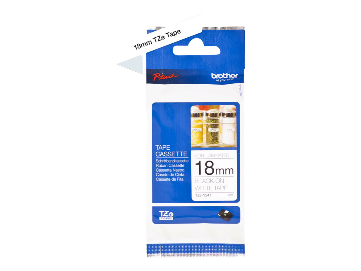 Касета за етикетен принтер BROTHER P-Touch TZE-N241 black on white 18mmна ниска цена с бърза доставка - BestPC.BG
