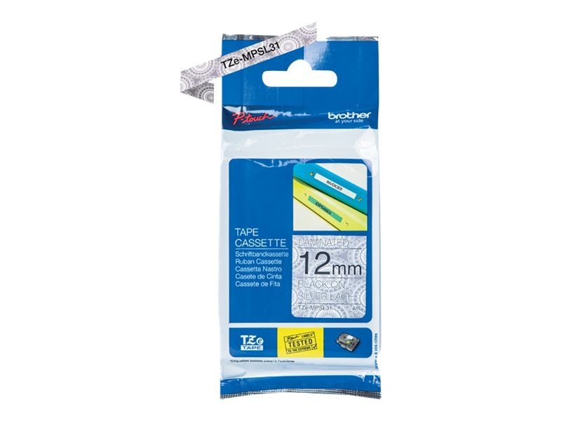 Касета за етикетен принтер BROTHER TZe-MPSL31 tape black-grey lace pattern 12mm-4mна ниска цена с бърза доставка - BestPC.BG