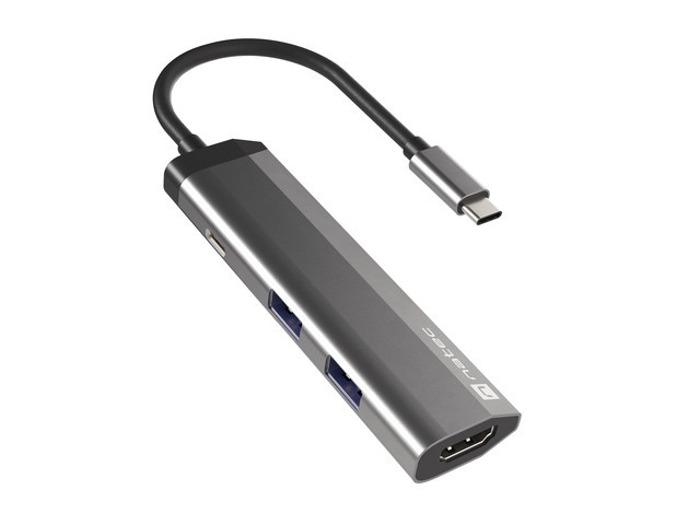 USB Хъб Natec Fowler Multiport Adapter 4 in 1, 2xUSB 3.0 HUB, HDMI 4K, USB-C PD, Slimна ниска цена с бърза доставка - BestPC.BG