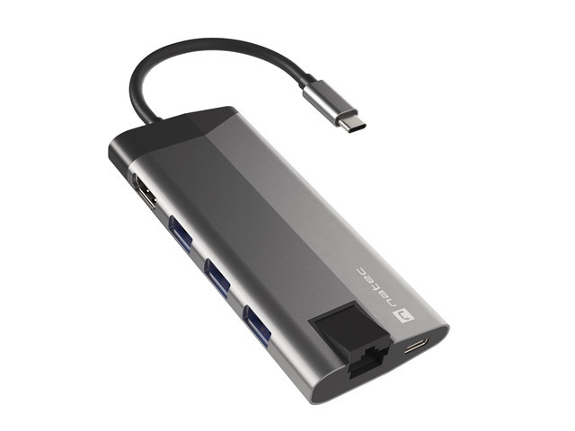 Докинг станция Natec Fowler Plus Multiport Adapter 8 in 1, USB 3.0 HUB, HDMI 4K, USB-C PD, RJ45, SDна ниска цена с бърза доставка - BestPC.BG