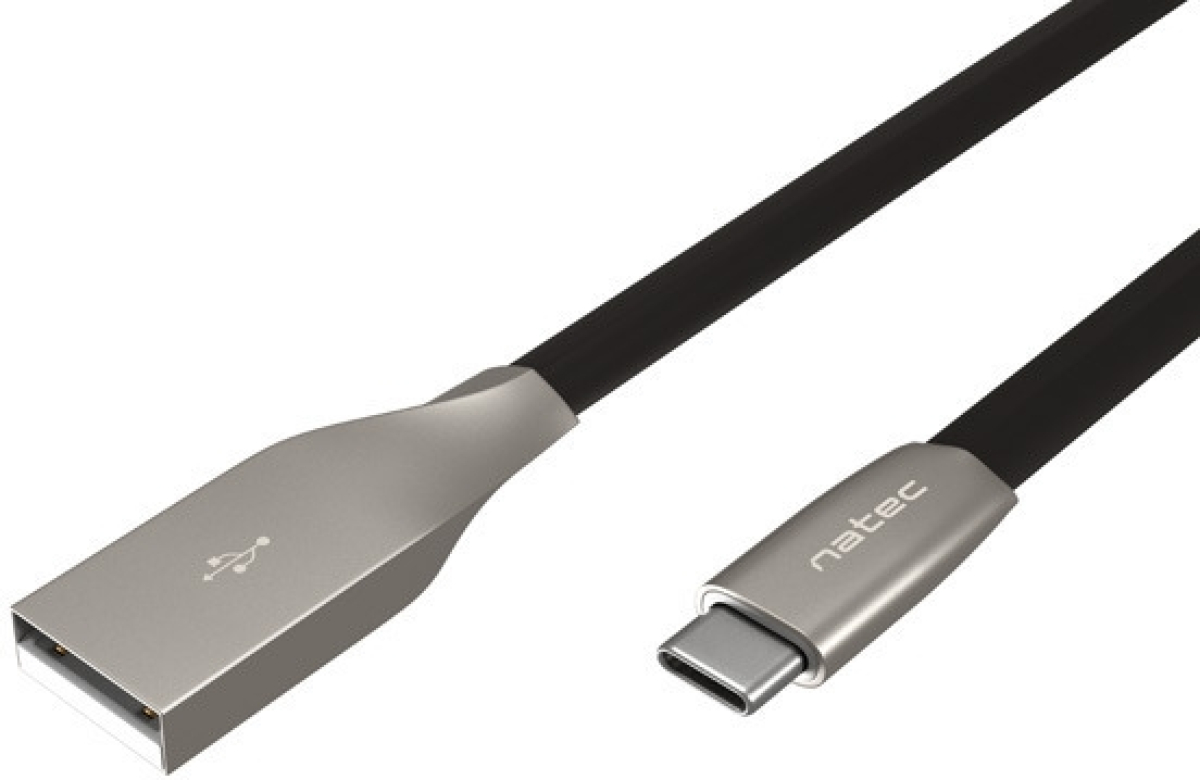 Natec USB-C(M) -- USB-A (M) 2.0 кабел 1м. Черен метална ниска цена с бърза доставка - BestPC.BG