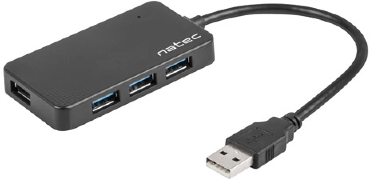 USB Хъб Natec Moth, 4 x USB 3.0, 5GB/s, 15 см кабел, Черенна ниска цена с бърза доставка - BestPC.BG