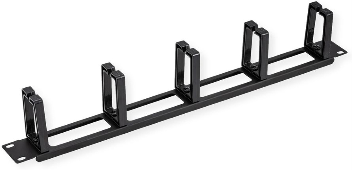 VALUE 26.99.0324 :: 19'', 1U Органайзер за кабели, 5 куки, изрязан преден панел, черенна ниска цена с бърза доставка - BestPC.BG