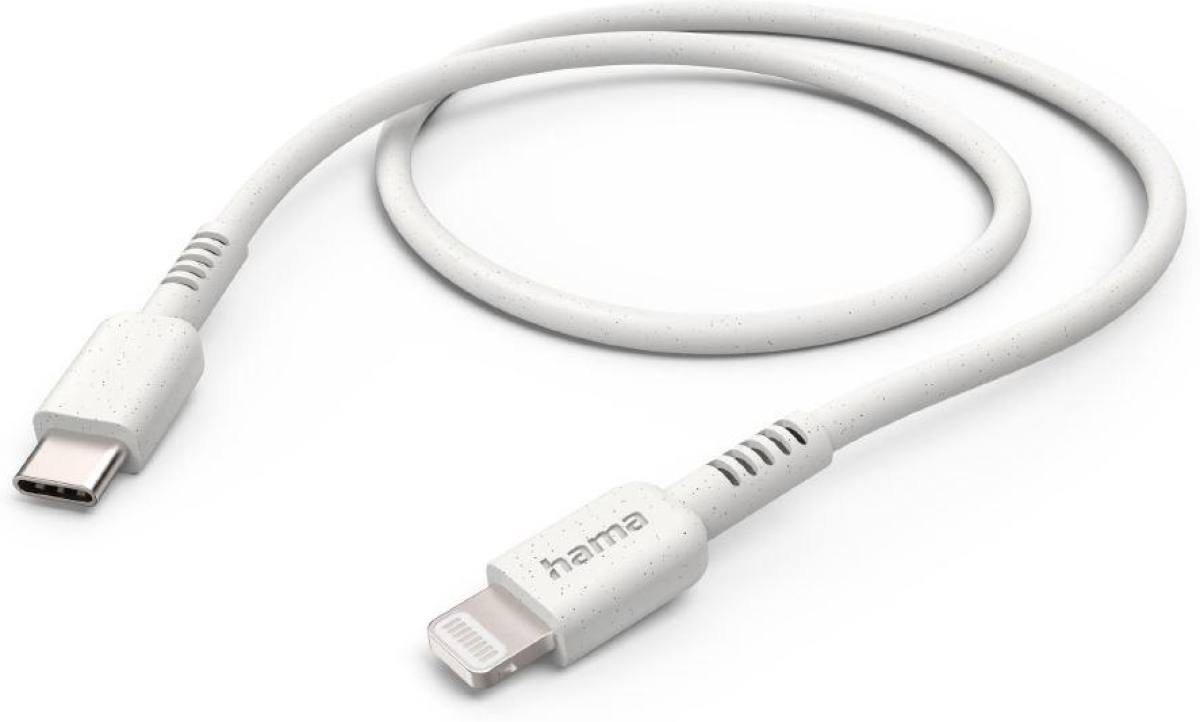 Кабел/адаптер Hama Eco, USB Type-C към Lightning, 1 метър, 480 MBit/s, Бялна ниска цена с бърза доставка - BestPC.BG