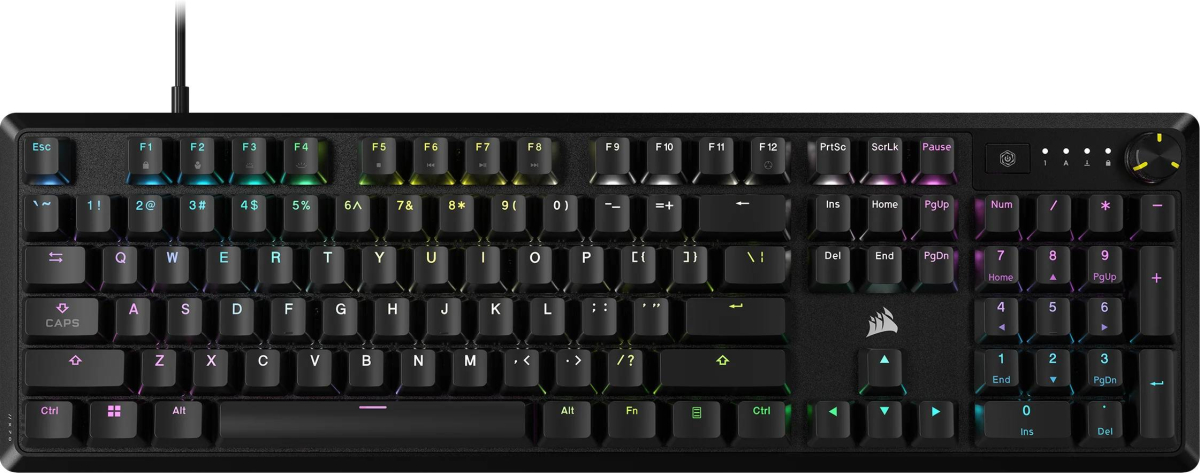 Клавиатура Corsair K70 Core, USB, RGB LED, QWERTY, US, Corsair MLX Red Linear, Механична, Чернана ниска цена с бърза доставка - BestPC.BG