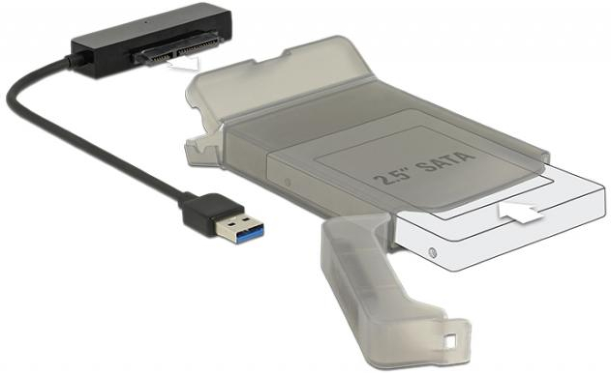 USB Хъб Конвертор Delock, USB 3.0 Type-A мъжко - SATA 6 Gb-s 22 pin, 2.5 защитен калъфна ниска цена с бърза доставка - BestPC.BG