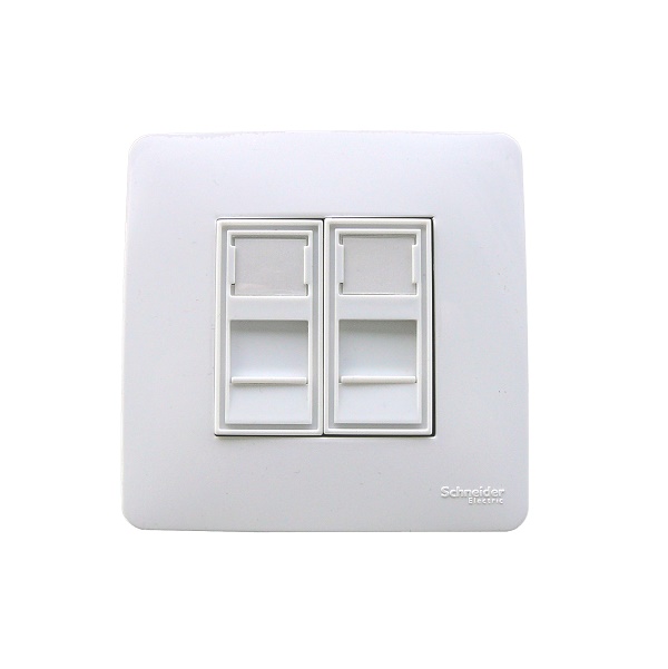 Двойна розетка UTP кат.6 за вграден монтаж, с преден вход, бялана ниска цена с бърза доставка - BestPC.BG