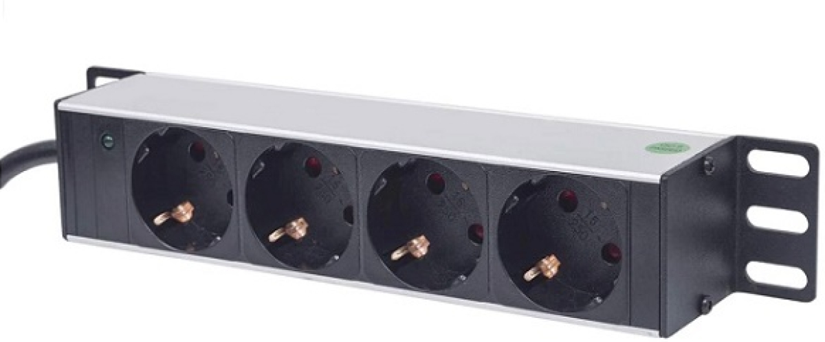 Контакт 10in разклонител 4-port Шуко 220V 1Uна ниска цена с бърза доставка - BestPC.BG