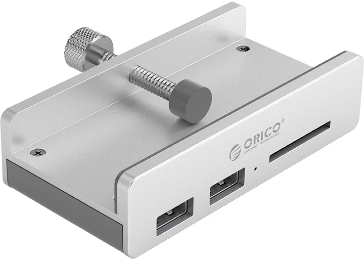 Orico хъб USB 3.0 HUB Clip Type 2 port, SD card reader - aux Micro-USB power inputна ниска цена с бърза доставка - BestPC.BG