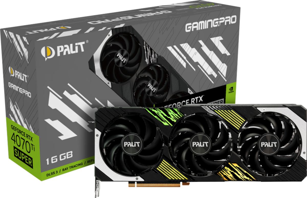 Видеокарта Palit GeForce RTX 4070Ti Super GamingPro OC, 16GB GDDR6X, 1x HDMI 2.1a, 3x DP 1.4aна ниска цена с бърза доставка - BestPC.BG