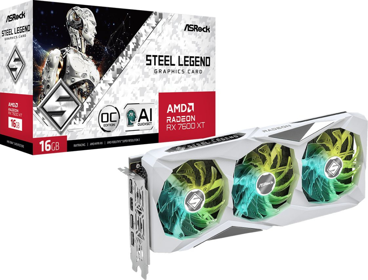 Видеокарта ASRock Radeon RX 7600 XT Steel Legend OC 16GB GDDR6на ниска цена с бърза доставка - BestPC.BG